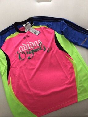 adidas Bright Pink, Lime & Blue Athletic Long Sleeve Top